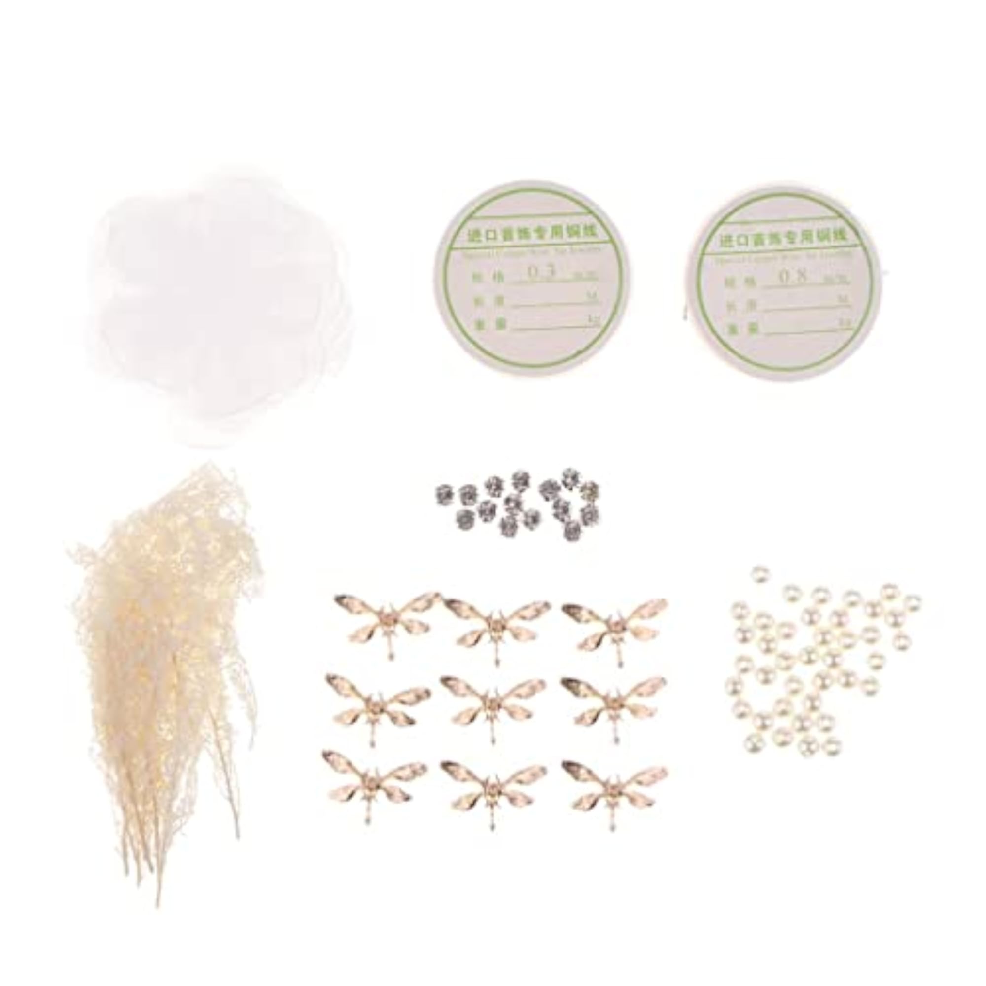 Dragonfly Charms Pearls Beads Hair Accessory Findings Set